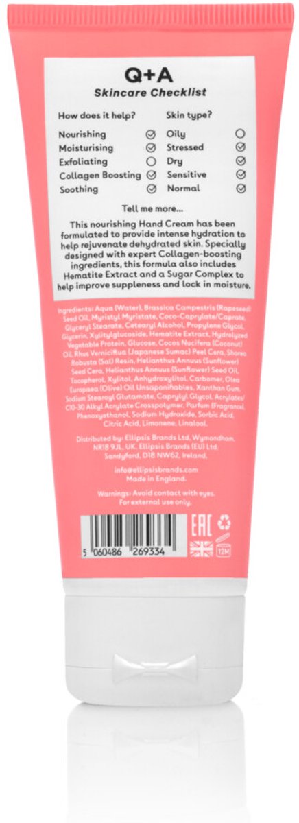 Q+A Collagen Hand Cream - 3 x 75 ml - Voordeelverpakking