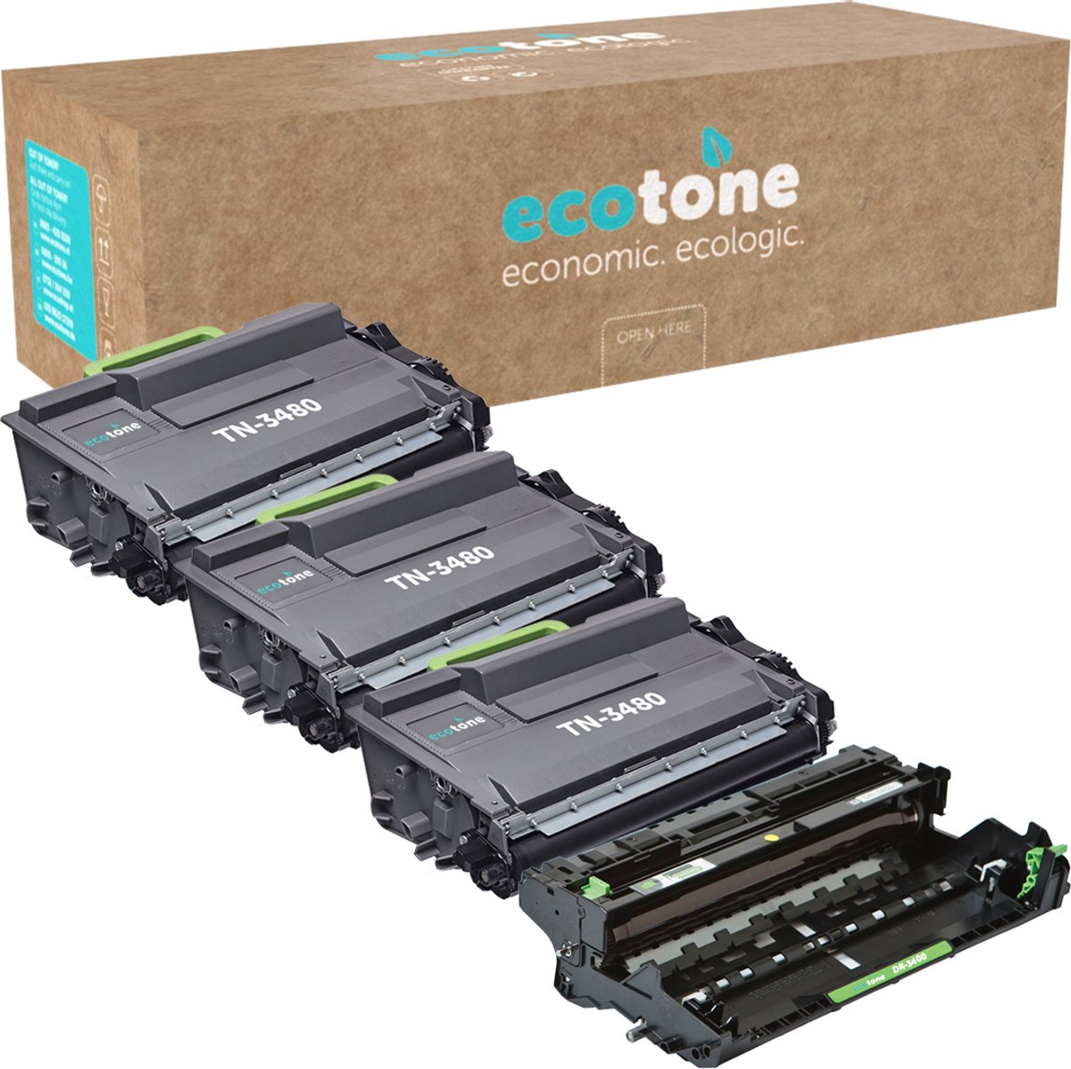Ecopack (Replaces Brother TN-3480 toner/drum) 3xBl+1xDr - (BL 3x8000 Pages) (Drum 1x50000 Pages)