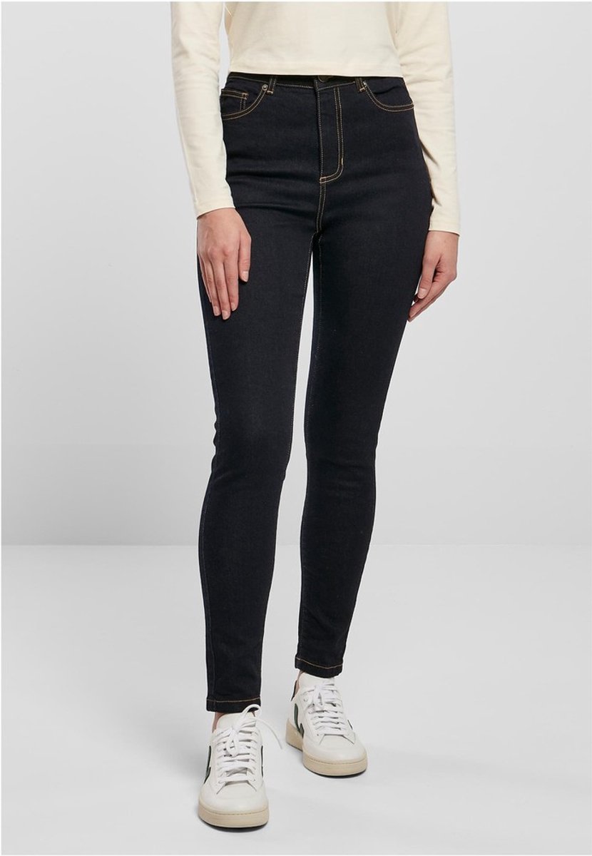 Urban Classics Organic High Waist Skinny jeans Taille 27 inch Donkerblauw