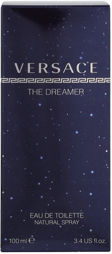 Doosje Versace The Dreamer Eau de Toilette Natural Spray 100 ml met blauwe, sterrenhemel print.
