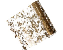 Feeric lights & Christmas Decoratie stof/tafelloper - goud - bladeren -500 x 28 cm - polyester - kerstdiner tafelversiering