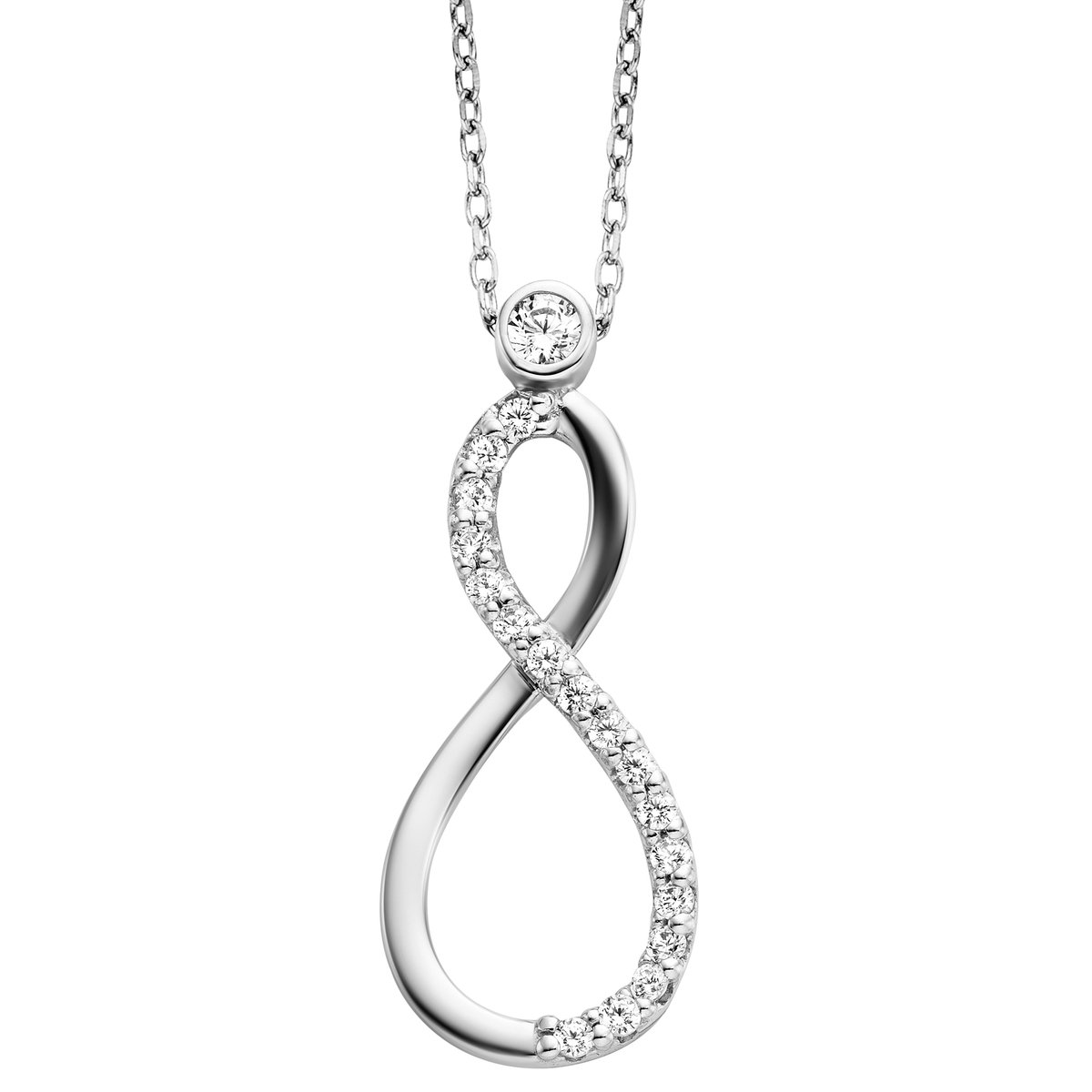 Julie Julsen Anhänger mit Kette 925 Silber rhodiniert Infinity Zirkonia