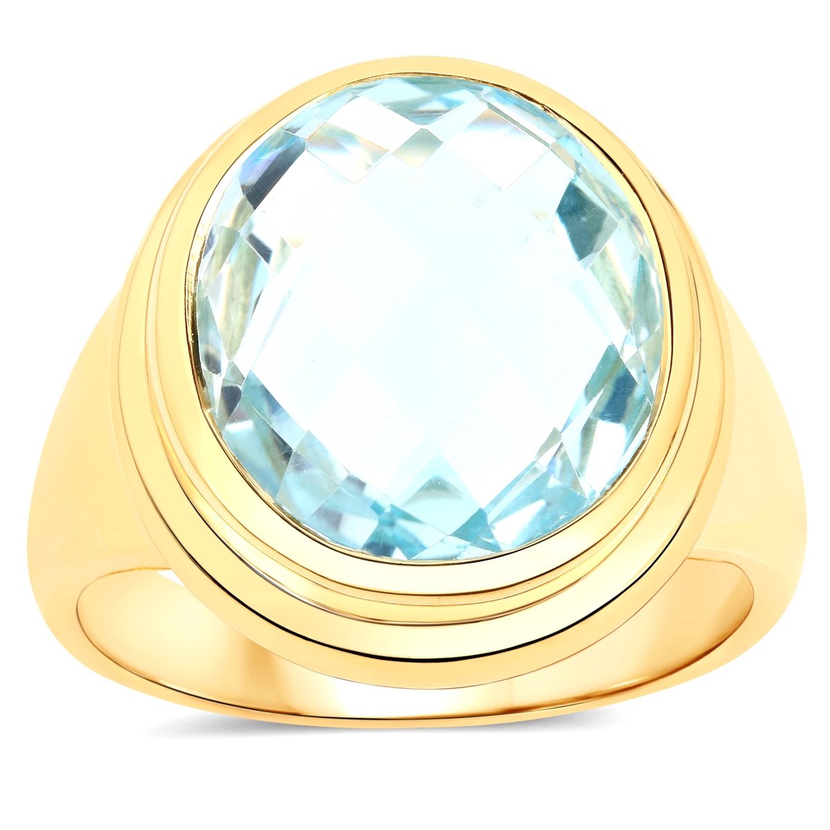 Vira Jewels Ring 925-Sterling Silber vergoldet Glänzend Blautopas beh.Blau