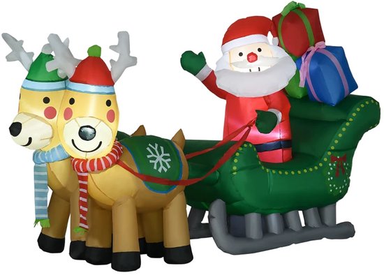 Opblaasbare Kerstman, Opblaasbare Kerstdecoratie, Inclusief Ventilator, Binnen En Buiten, Wit+goud