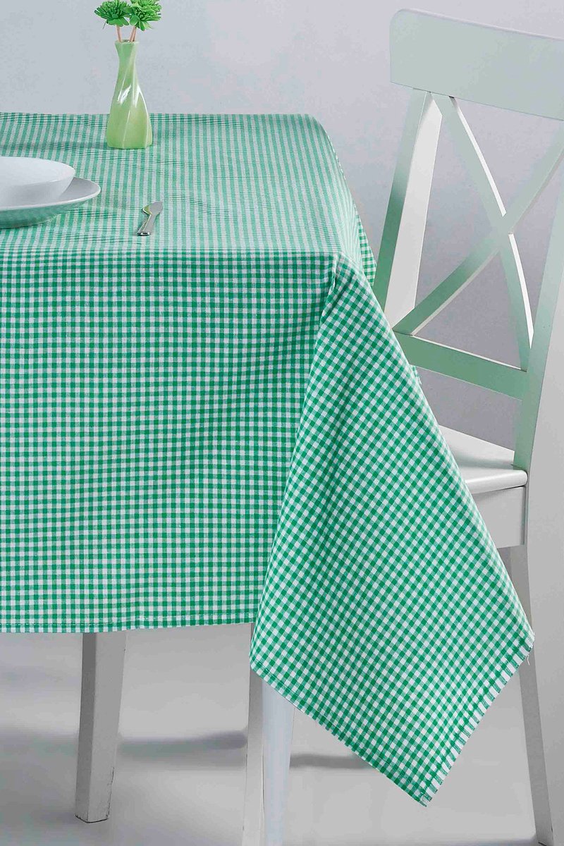 Asir tafelkleed – groen - 100% katoen - 170 x 220 cm - geruit patroon