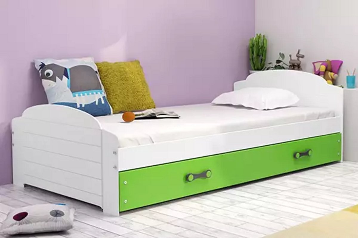 BMS - LILI Single Youth Bed - 90x200 cm - Wit/Groen