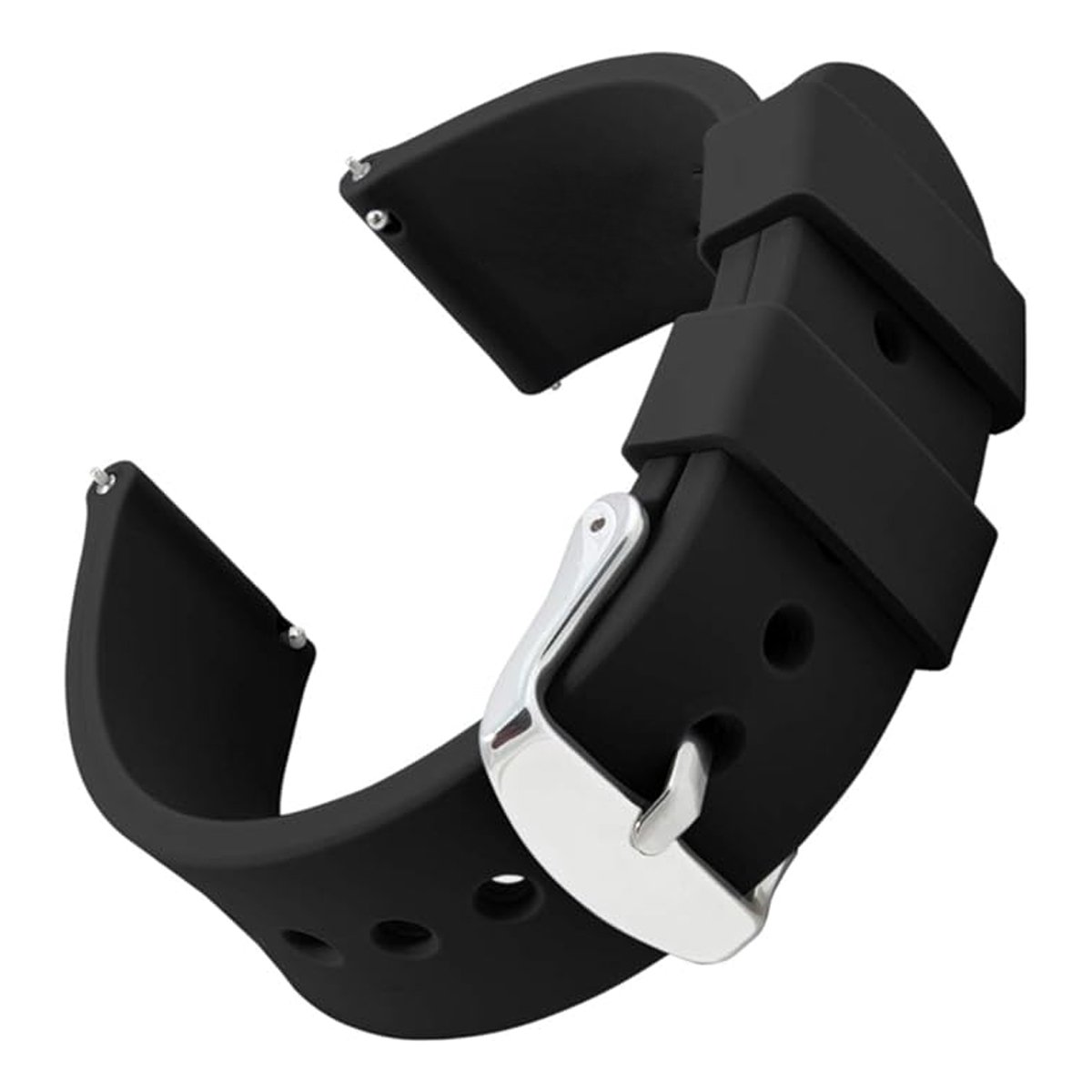 Mmgoqqt Silicone Snelle-Ontkoppelbare Rubberen Vervangende Horlogeband - Zwart - Geschikt Voor 20 Cm Horlogebanden