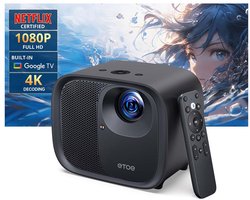[Netflix & Android TV gecertificeerd] ETOE E3 Pro Projector,Dolby Digital Plus,Native 1080P,600 ANSI,Android TV 11.0,Amlogic S905, 2GB+16GB,5G WiFi,4K Decoding, Auto Focus & Keystone Correction,Play Store vooraf geïnstalleerd,HDMI 2.0