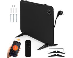 Infrarood verwarming 450W - Stand/wandmontage + afstandsbediening Smart App geschikt, incl. afstandsbediening en bediening aan de achterkant Zwart