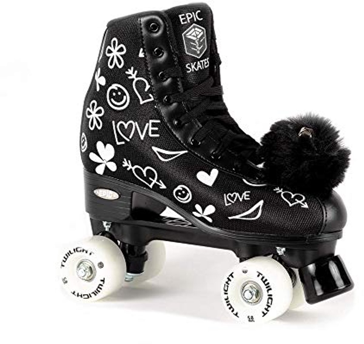 High-Top LED Rolschaatsen met Pompons en Veters Zwart