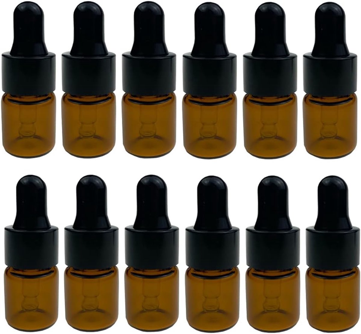 Image of 24 Pcs Mini Bruine Glazen Flessen - Glazen Pipetten - Hervulbare Dopperflessen voor Essentiële Olie en Cosmetica, Parfum, Amber, 2ml, Fashionable