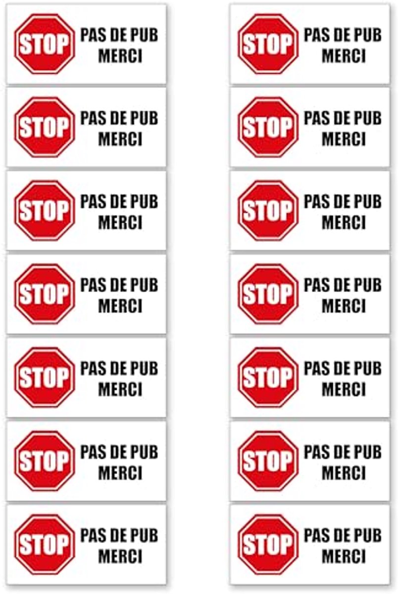 Stop Pub Brievenbus Sticker - Reclamevrij en Weerbestendig 80x40 mm