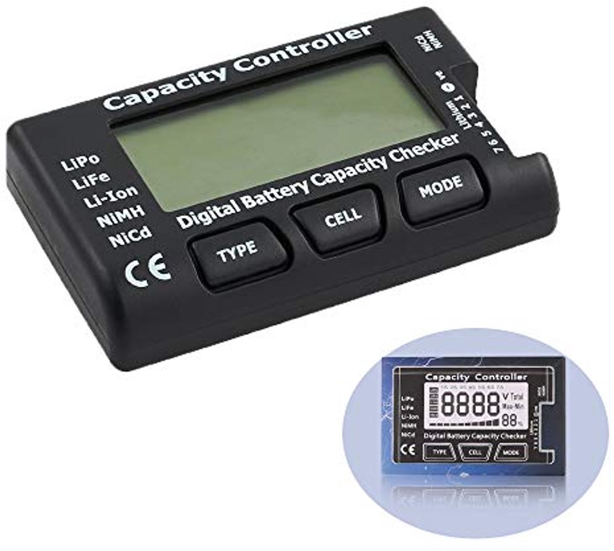 Digitale 5-in-1 Batterijmeter voor LiPo, Li-ion, NiMH en NiCd