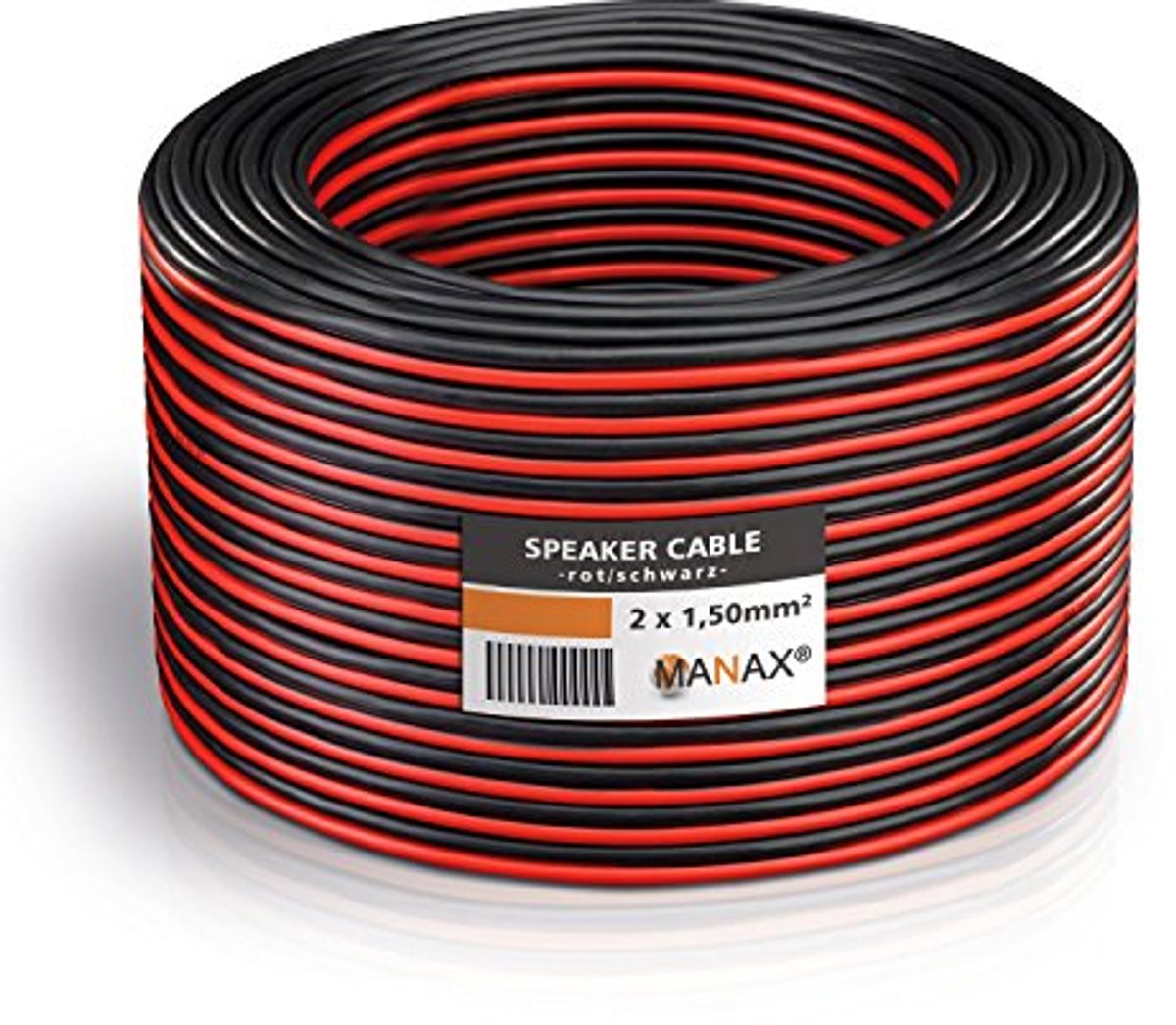 Speaker kabel 2 x 1.5 mm² rood/zwart 20 m rol