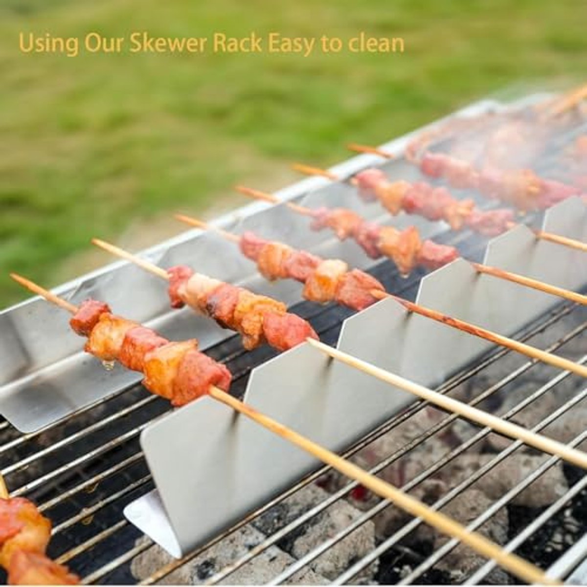 Skewer Rack Set van 4 – Roestvrijstalen Skewer Houder voor Grillen en BBQ Accessoires