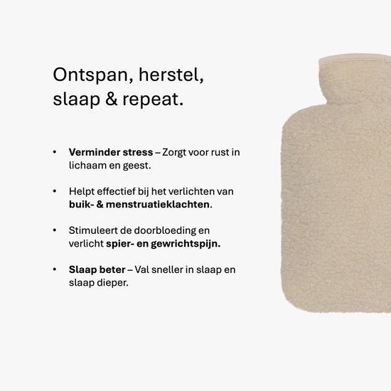 Ølav North – Kruik met Teddy Hug hoes - Incl geschenkverpakking - Tot 6 uur warmte - Warmwaterkruik - 1.8 liter – Sand Beige - Cadeau voor haar, vrouw, vriendin