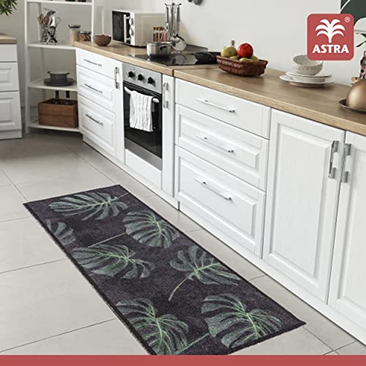 Antislip Deurmat Monstera Groen 50x130 cm - Vuilvangmat voor Binnen - Afwasbaar en Onderst