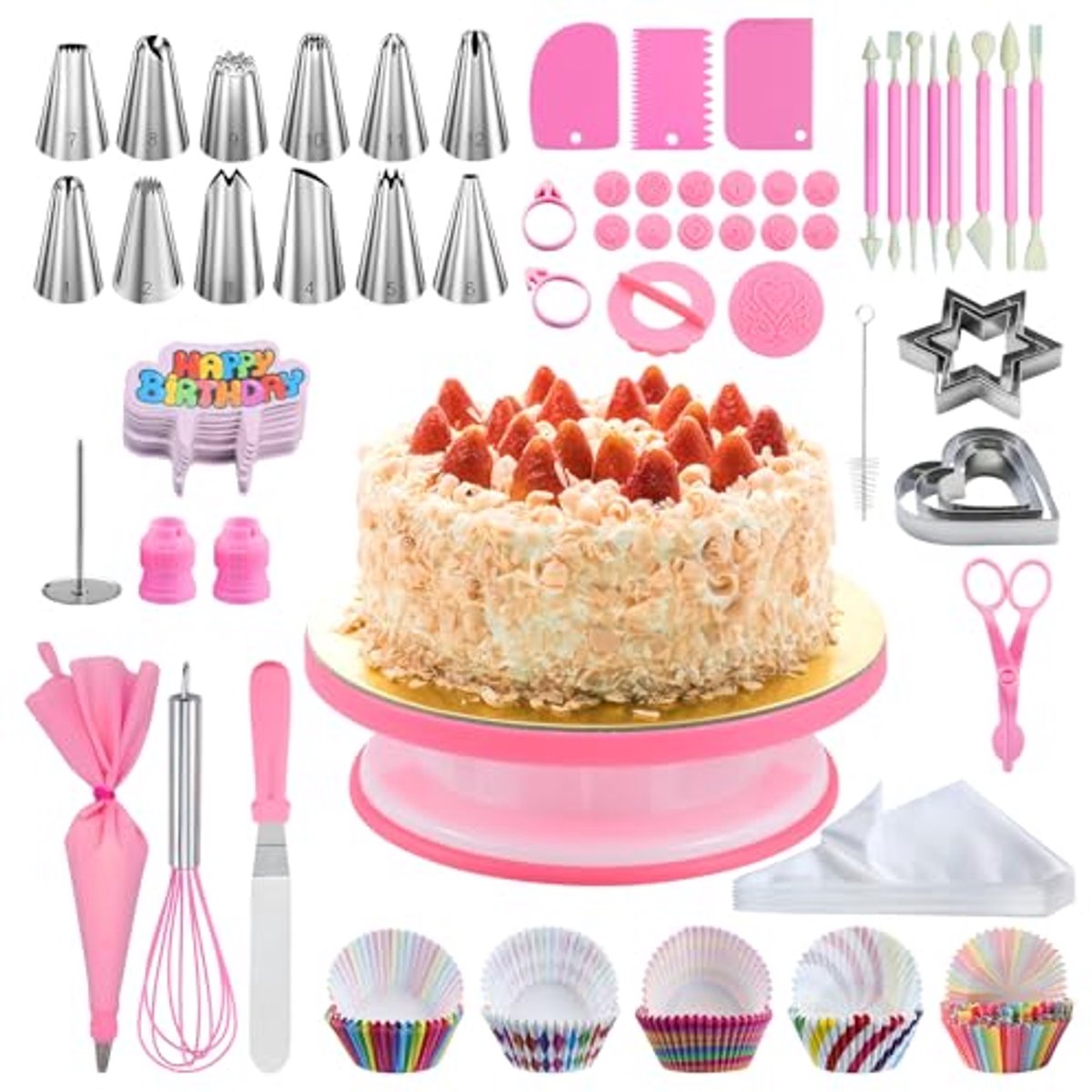 Rotating Cake Plate Set met 255 Accessoires voor Decoratie en Baking