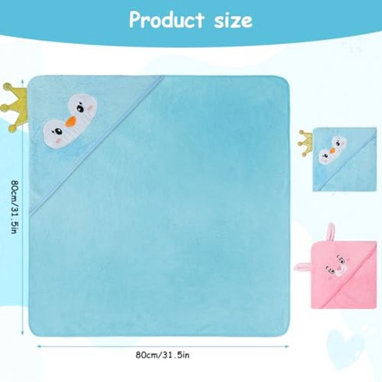 Capuchonhanddoek voor baby's en peuters - 2 stuks, schattige dieren, badponcho van koraalfleece van Merkloos — afbeelding 3