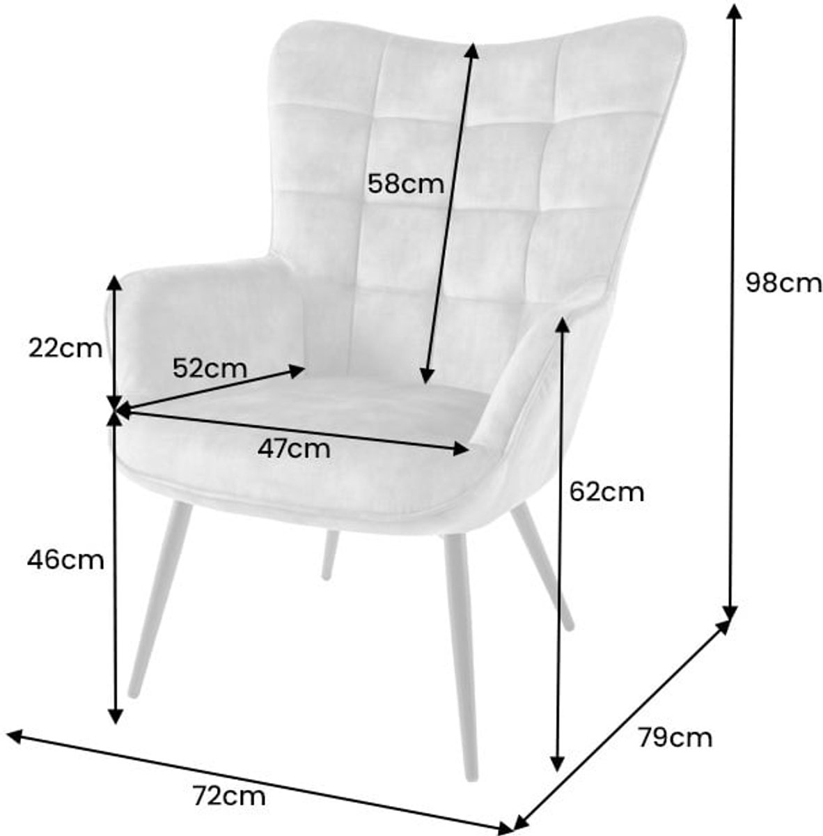 Moderne fauteuil SCANDINAVIA champagne grijs Boucle met armleuningen - 44022