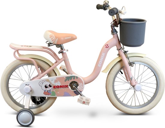 Zonix Meisjesfiets 16 Inch Licht Pastelroze Kinderfiets Met Zijwieltjes Voor Meisjes Van 4 Tm 6 Jaar Geschikt Voor Kledingmaat 103-118 van Zonix — afbeelding 2