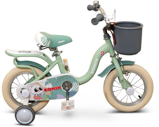Zonix Meisjesfiets 12 Inch Pastelgroen Kinderfiets Met Zijwieltjes Voor Meisjes Van 2 Tm 4 Jaar Geschikt Voor Kledingmaat 90-105 van Zonix — afbeelding 4