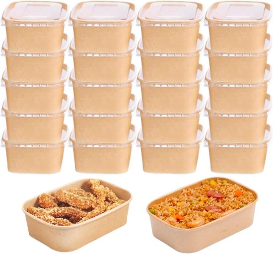 20 Pieces Salad Carton - Reusable Food Containers - Rectangular Food ...