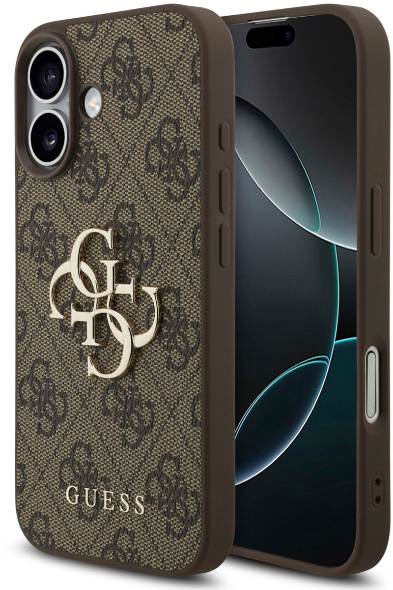Guess Back Cover - Bruin voor iPhone 17 - Schokbestendig - Big Metal Logo
