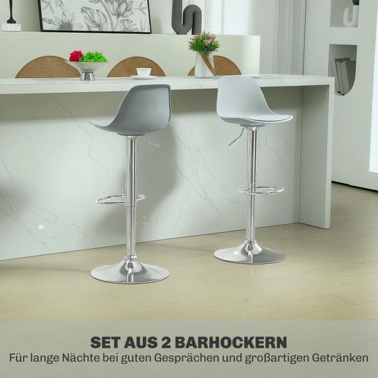 HOMCOM 2-delige eetkamerstoelenset, stoel, keukenstoel, kunststof HOMCOM 2-delige eetkamerstoelenset, stoel, keukenstoel, kunststof