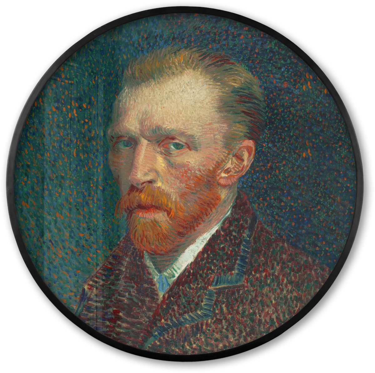 FrameYourWall Poster in lijst Rond - Fotolijst 80x80 cm - Posters - Kunst - Van Gogh - Oude meesters - Zelfportret - Ronde posterlijst zwart - Decoratie - Wanddecoratie woonkamer - Muurdecoratie slaapkamer Multicolor