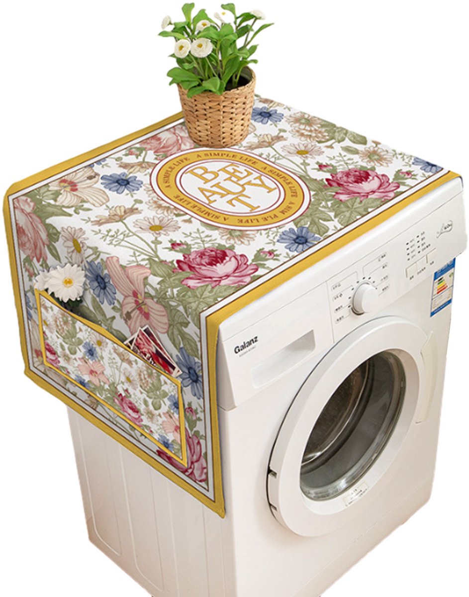 Mmgoqqt Wasmachine En Droger Dop - Waterdichte Katoen-Linnen Doek - 60X140 Cm - Met Opbergzak - Universeel Voor Koelkast Wasmachine-Mexicaans Talavera