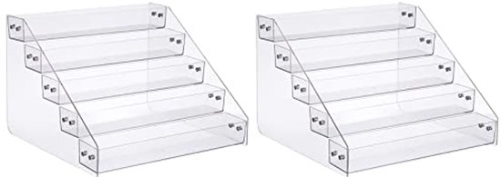 SOUJOY 2 stuks 3-laags kruidenrek, acryl organizer stapplank voor keukenkast, doorzichtige kruidenopberghouder voor aanrecht, badkamer, bureau, ijdelheid, kantoor