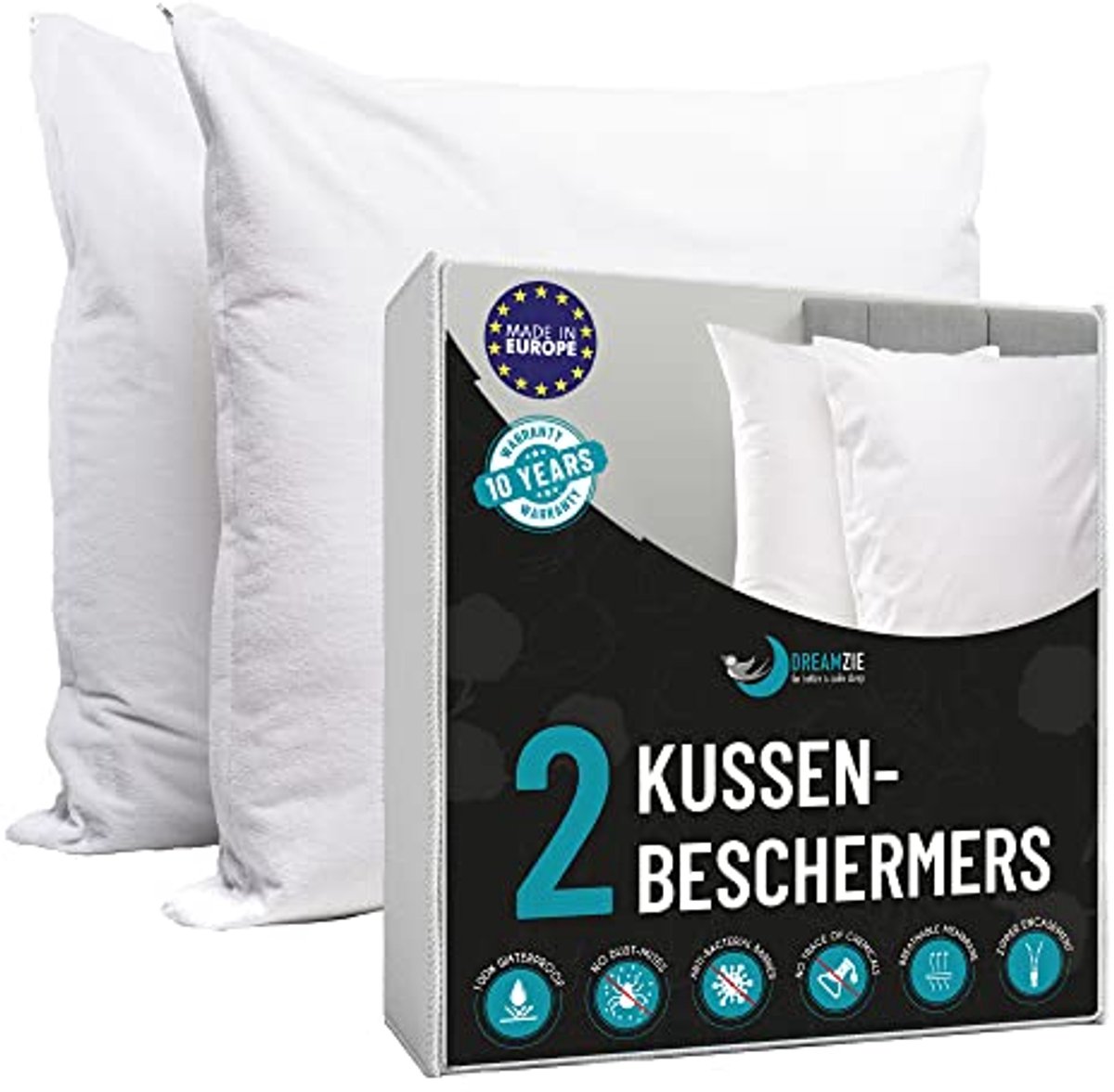 Waterdichte Kussenovertrekken voor Kussens 60 x 60 cm - Ademend, Hypoallergeen, Anti-Dust Mite, Anti-Bacterieel - BiOme Behandeling met OEKO-TEX