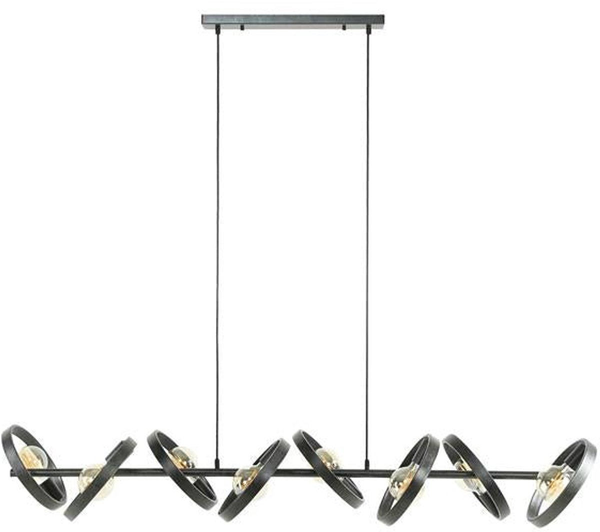 Hanglamp Industrieel Circular - Hang Lamp voor Boven Dinertafel Eetkamer in Ringen - Donkergrijze Industriele / Modern Plafond Lamp met Warm Licht (160cm)