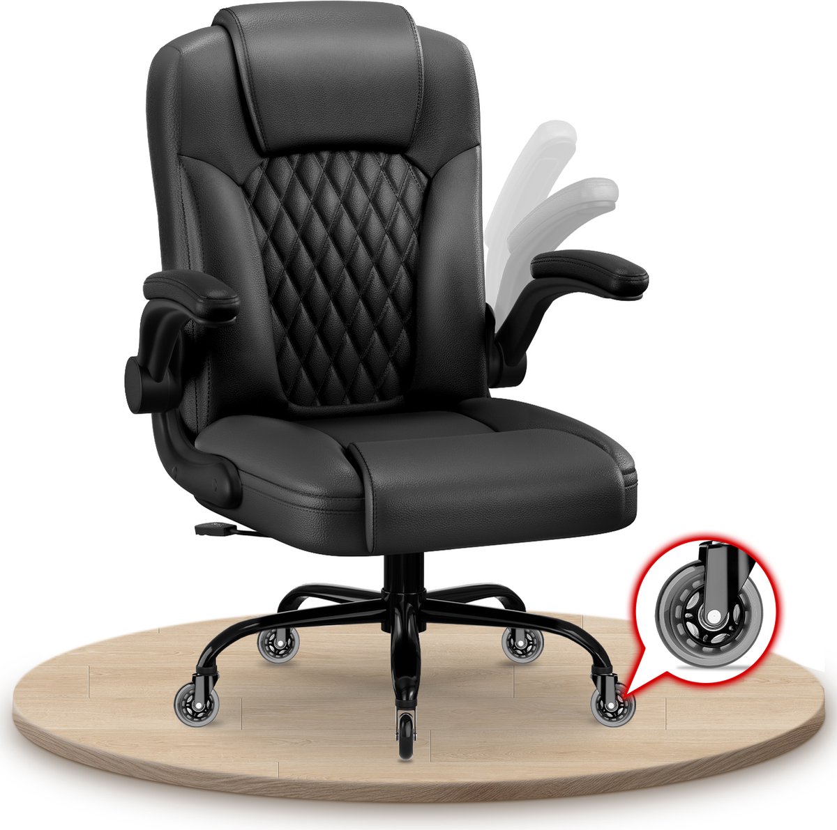 Elekiatech Ergonomische Bureaustoel-Bureaustoel-met 90°-120°Rugleuning Bureaustoelen voor Volwassenen-Inklapbare Armleuningen-Office Chair-Gaming Stoel-150kg - Zwart - Elekiatech - €129,99