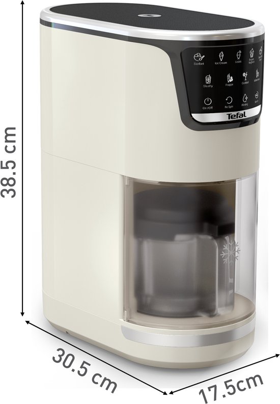Tefal Dolci IG602A - IJsmachine - 10 Programma's - 1.4L - Automatisch spoelprogramma - Geschikt voor Sorbet en Roomijs