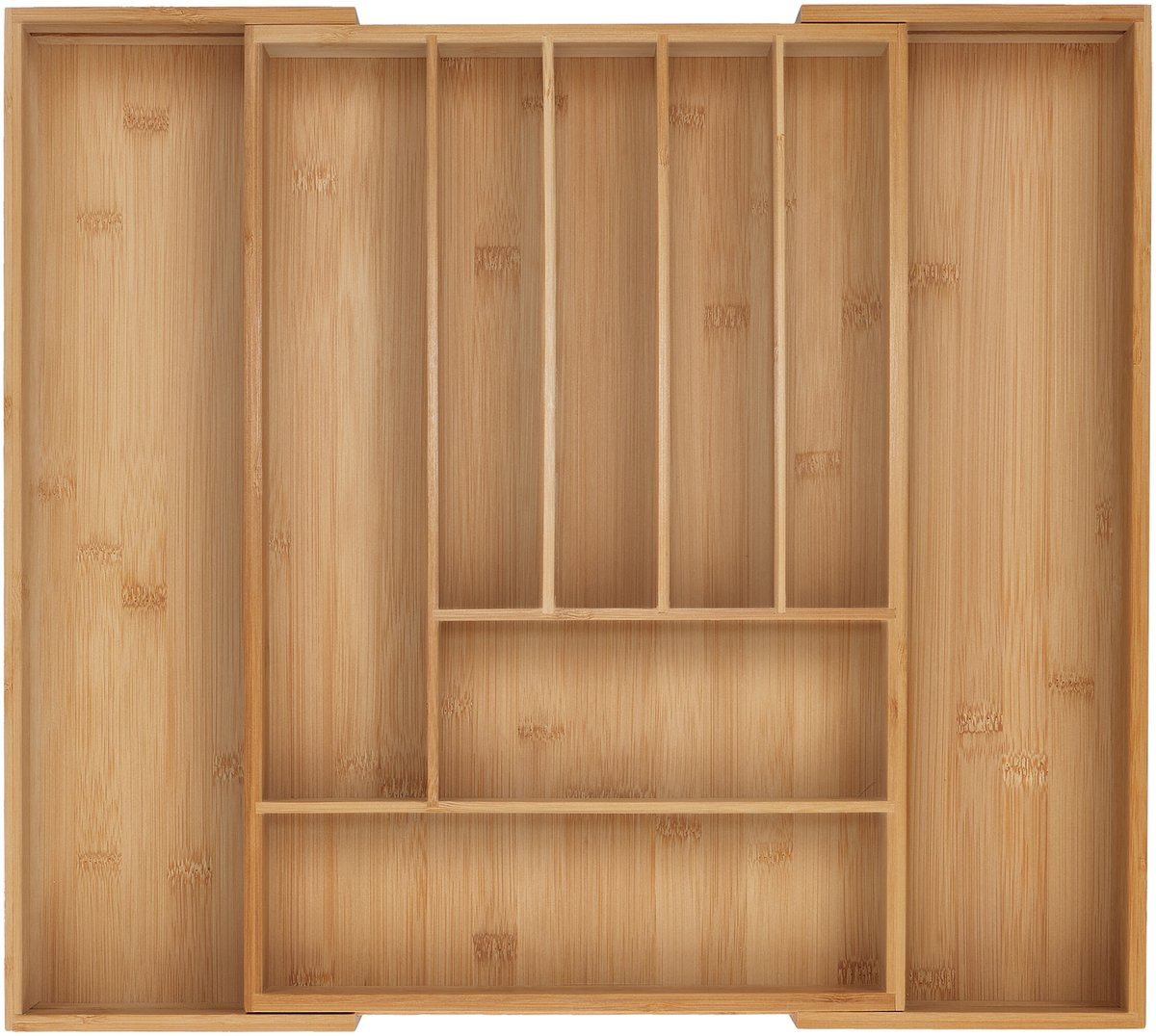 bestekbak - uitschuifbaar - 7 - 9 vakken - 5 x 31-50 x 45 cm - bamboe