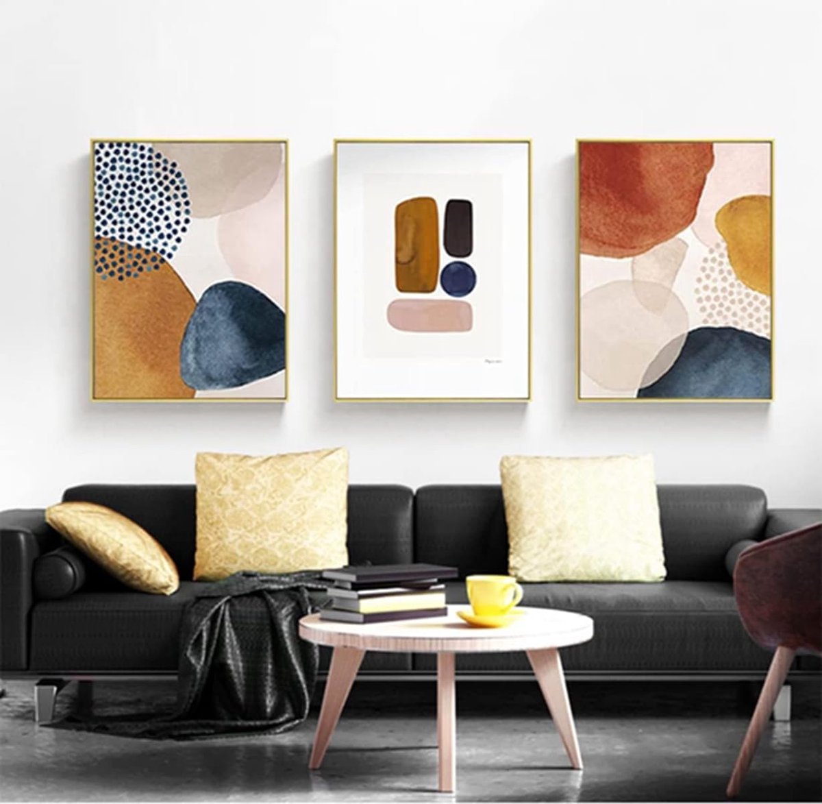 Azomor® Set van drie abstracte botanische posters zonder lijst voor wanddecoratie