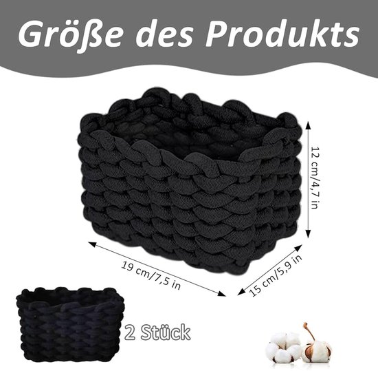 Set van 2 macramé opbergmanden - boho-decoratie geweven manden - grijs