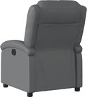 Grijze verstelbare fauteuil in kunstleer, achteraan gezien.