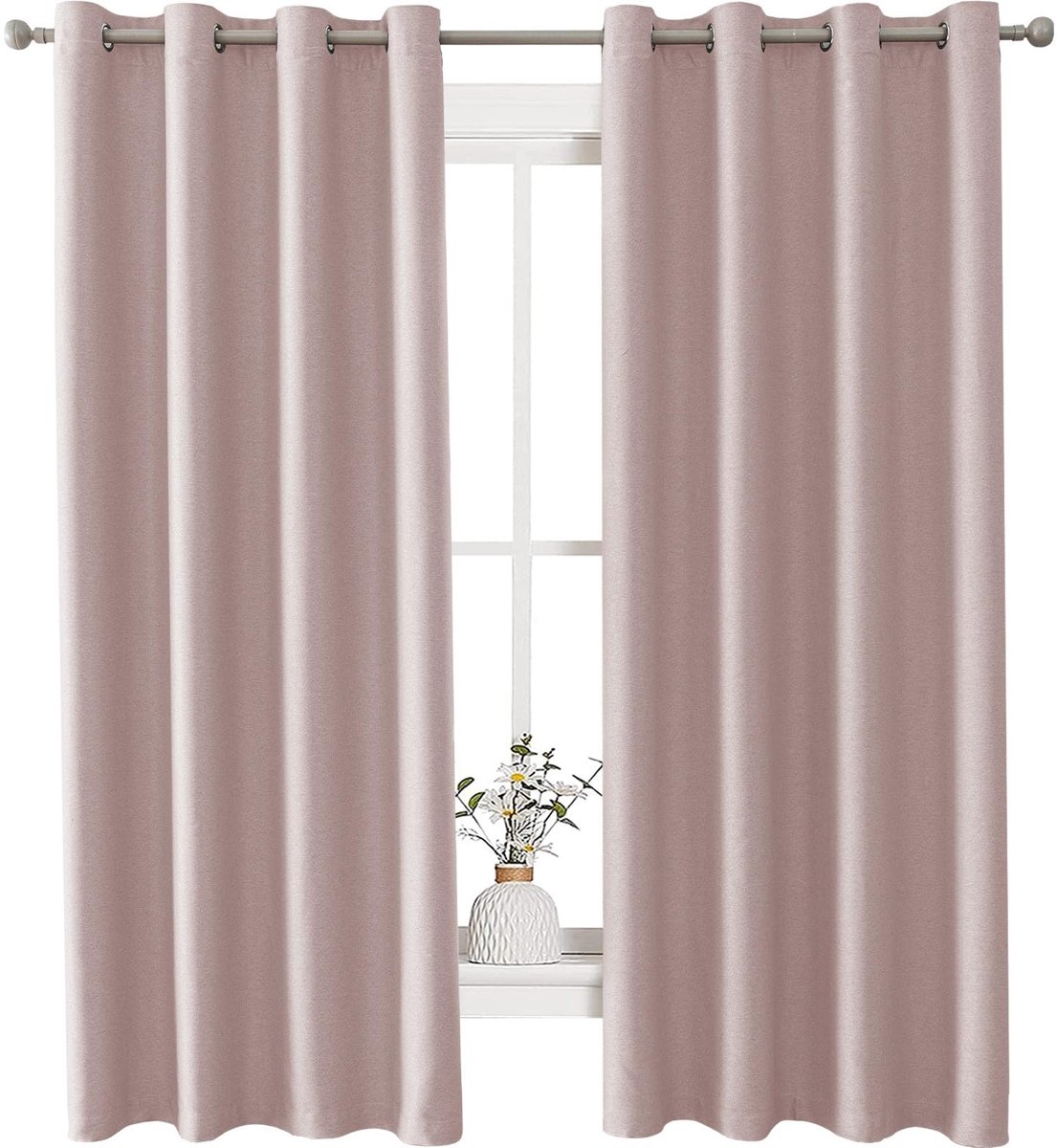 Azomor® Roze verduisterende gordijnen met linnenlook voor optimale isolatie en privacy