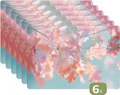 Napperons - 6 pièces - 45x30 cm - Set de table en plastique - Feuilles de chêne - Branches - Rose - Dessous de Assiettes - Décoration de table - Accessoires de décoration de table de Cuisine - Dessous de verre en Vinyl - Décoration de table