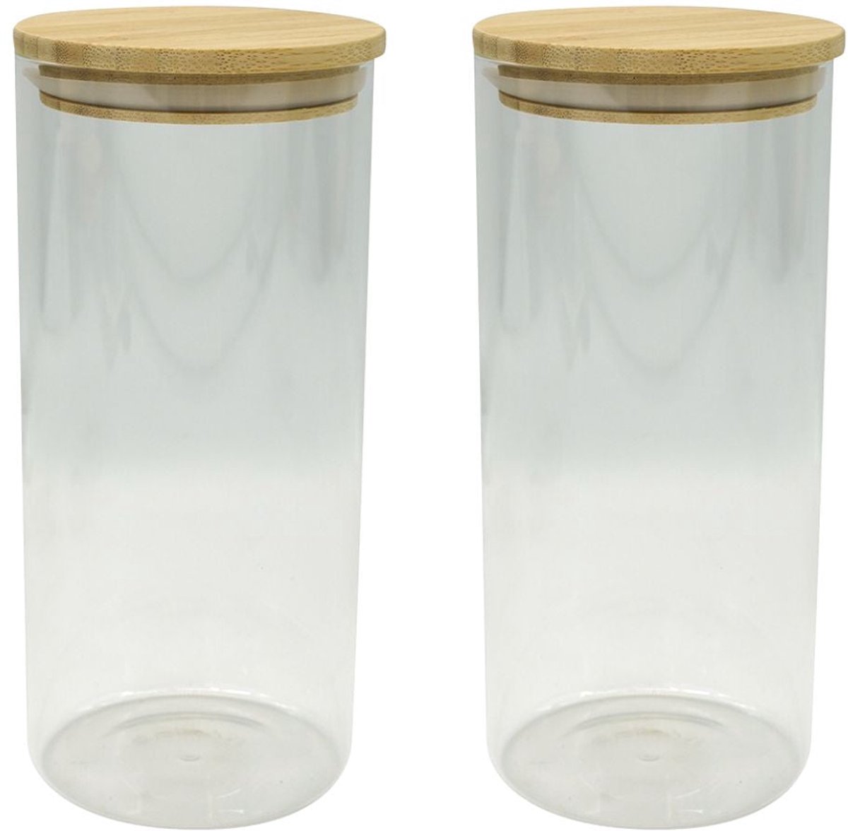 Set van 2 Bewaarbakken van glas 2 liter met bamboe deksel Fackelmann Eco Friendly