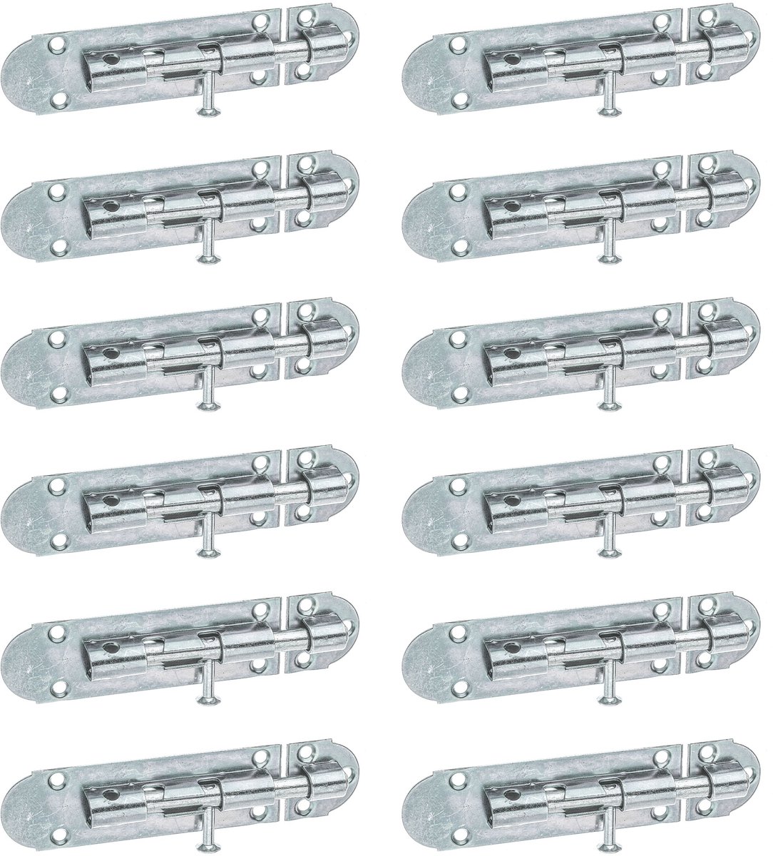 Alberts 841720 grendel | met knopgreep en zonder veer | galvanisch verzinkt, gechromateerd | plaat 100 x 30 mm | bout-Ø 8 mm | Set van 12