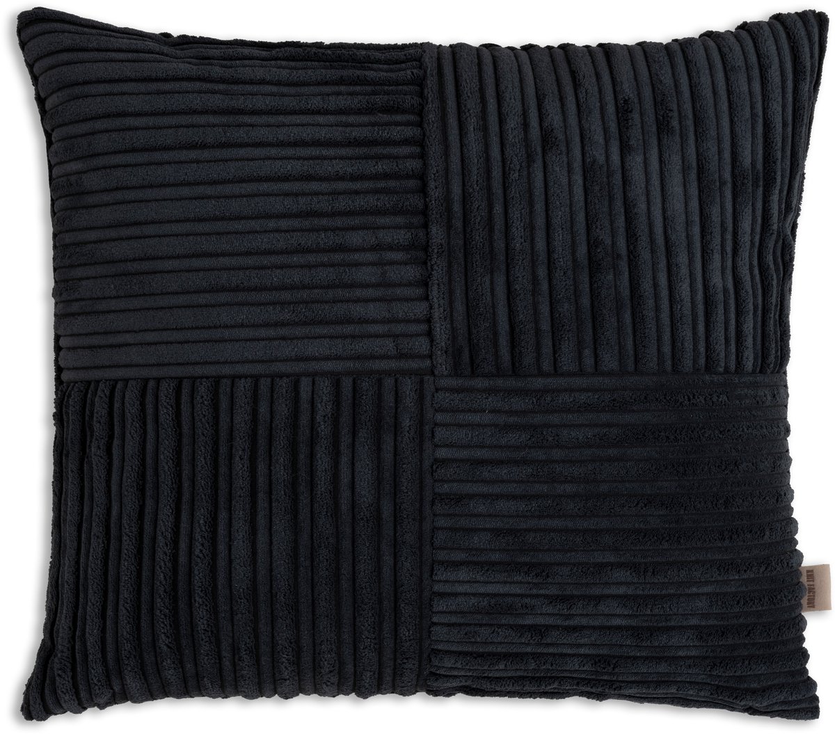 Knit Factory Ritz Sierkussen - Vierkant kussen - Kussen woonkamer - Bank kussen - Decoratie kussen - Modern - Zwart - 50x50 cm - Superzacht - Kussenhoes inclusief kussenvulling
