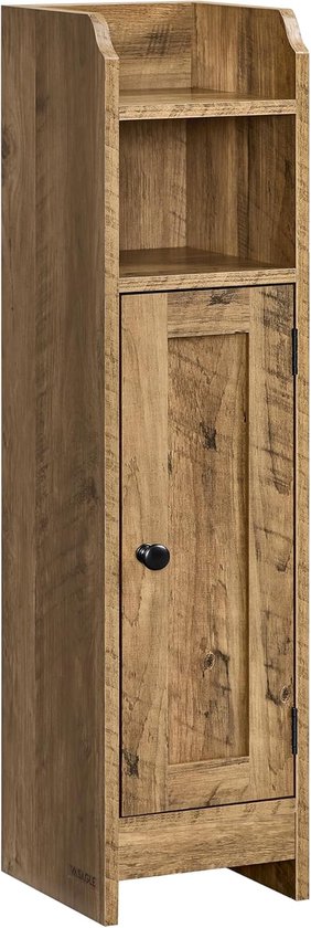 COSTWAY Smalle Toiletkast Wit - Badkamerkast Met Open Vak & 2 Verstelbare Planken, 18x19,5x80 Cm