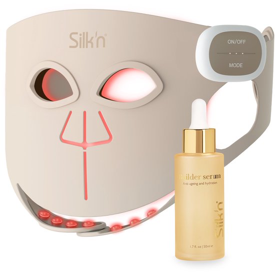 Silk'n LED gezichtsmasker - Huidverjongingsapparaat gezicht - Promo pack inclusief Builder serum - Voor strakke huid met minder rimpels - Anti-aging LED masker met Lichttechnologie - LED Face Mask Pro