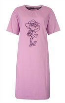 Tenderness Dames Nachthemd - Roos Print - Korte Mouwen - Lila - Maat 3XL