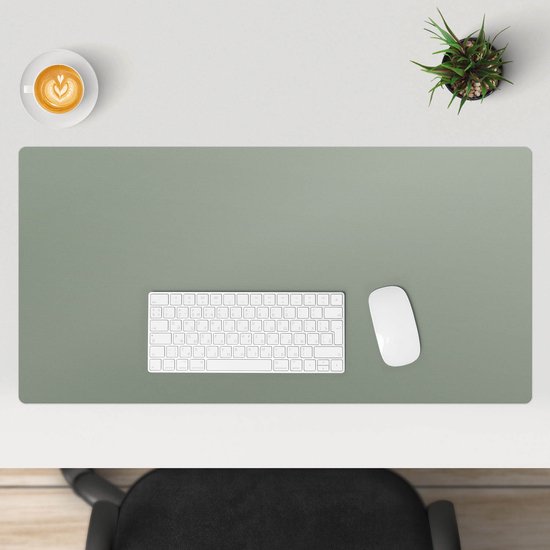 Wallfluent - Sous-main vert pierre - 90 x 45 cm - Sous-main gris vert - Tapis Ordinateur aux couleurs pastel et terreuses - Sous-main - Décoration de chambre - Sous-main