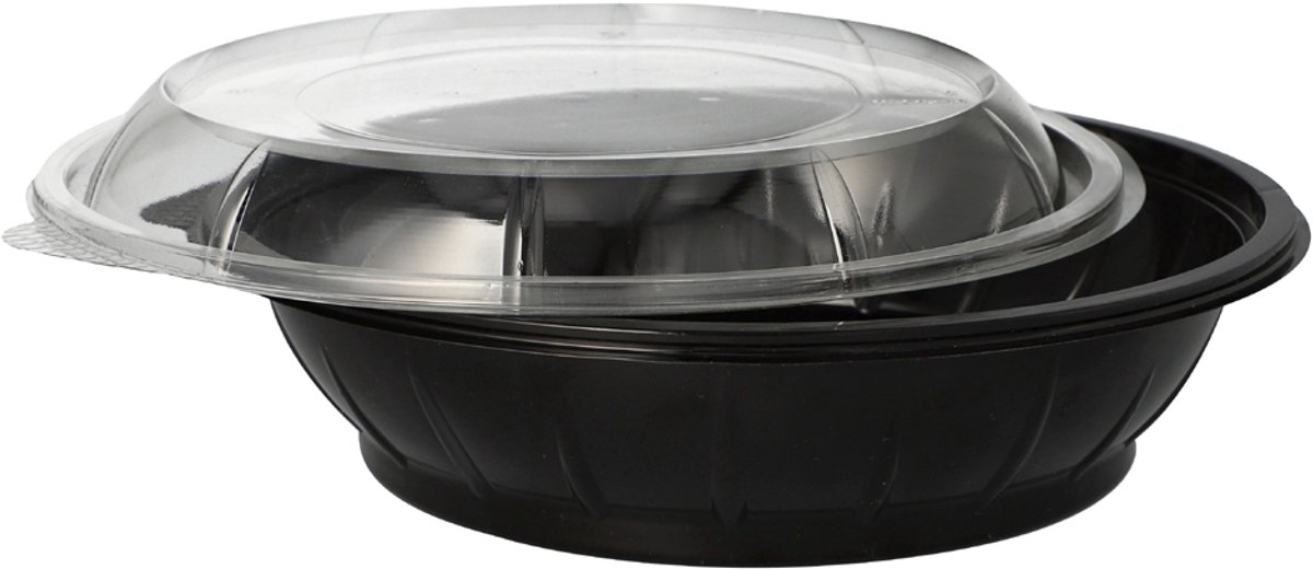 STARPAK saladeschaal met deksel, PET, zwart, 25 stuks